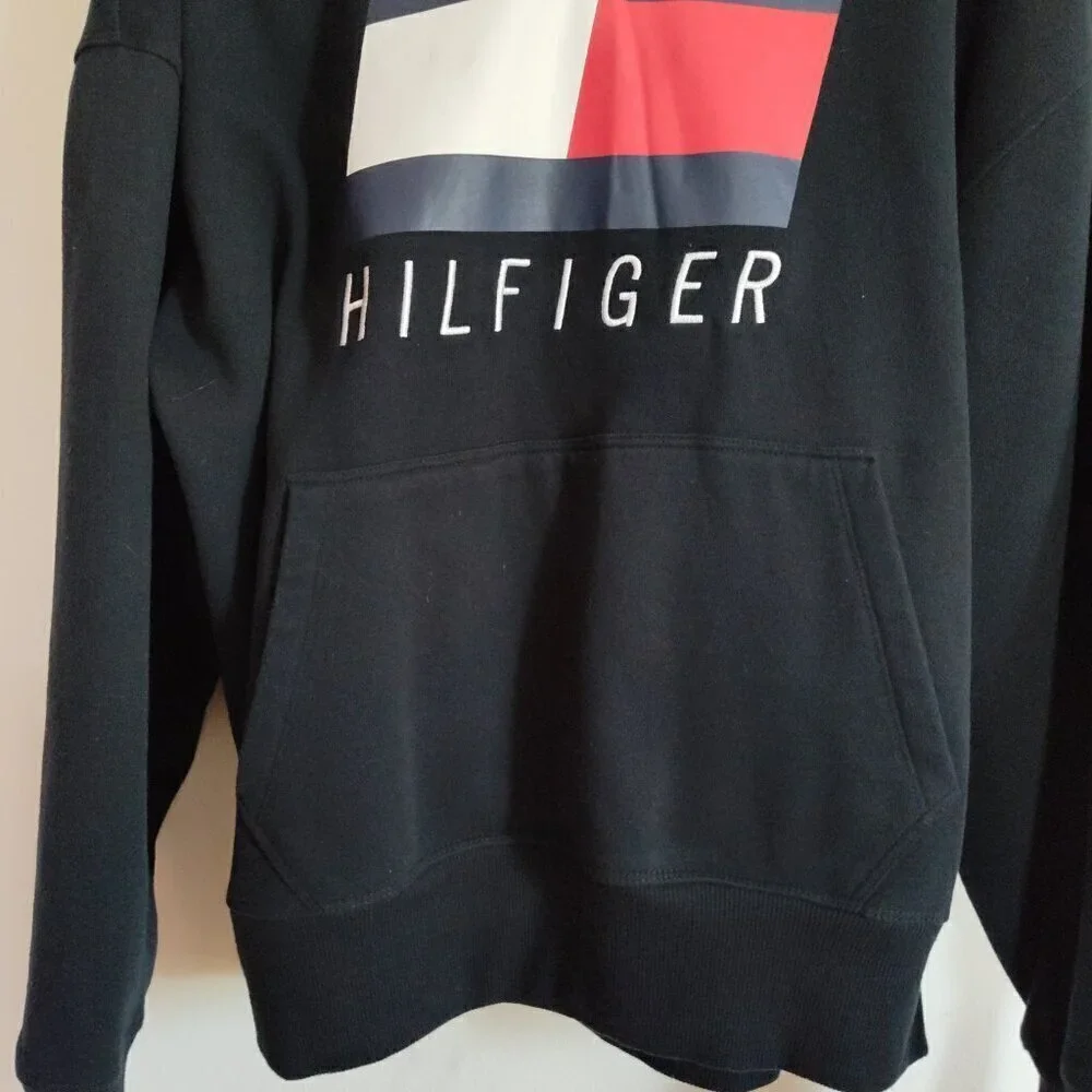 Ladies SZ XS Tommy Hilfiger Black Fleece Lined Classic Hoodie
